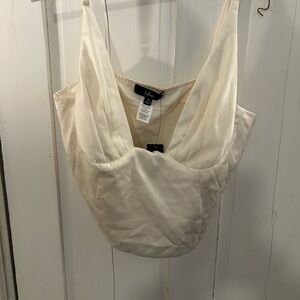 Cream Draped Sleeveless Top